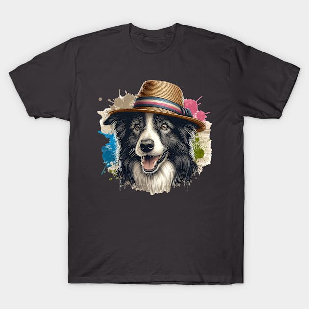 Border Collie Splash Art T-Shirt by Automotive_King